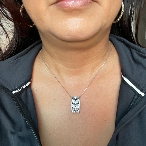 Dual sided cz paved stones mixed color rectangular pendant - Picture 8 of 16